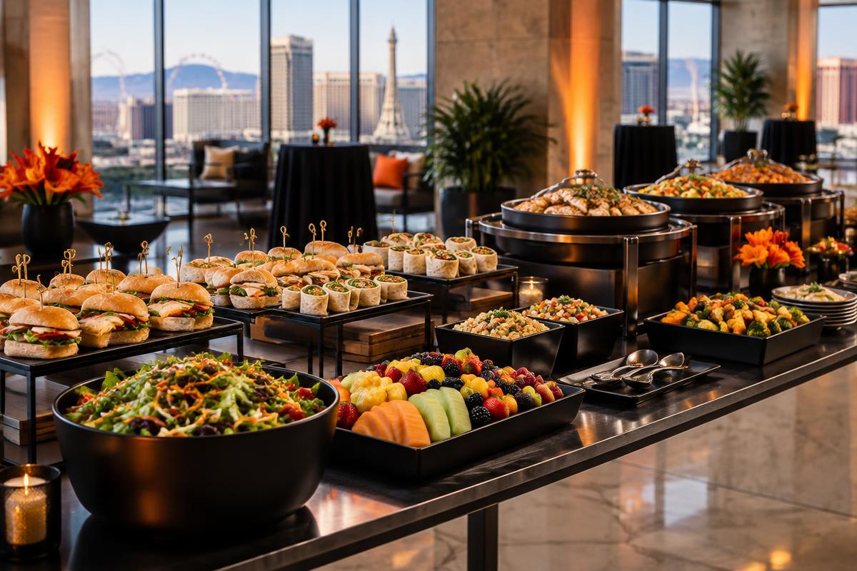 Professional catered buffet prepared for a Las Vegas business event